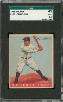 1933 Goudey #160 Lou Gehrig – SGC 45 VG+ 3.5